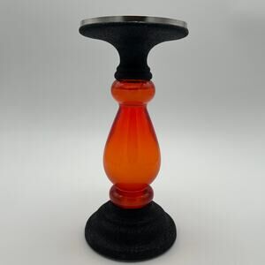 Bath & Body Works Orange Light Up 3-Wick Candle Holder Pedestal Halloween RARE